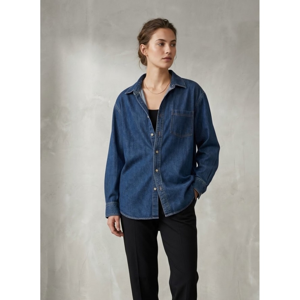 Great Northwest Denim Button Down Long Sleeve Shirt Blue Cotton XL